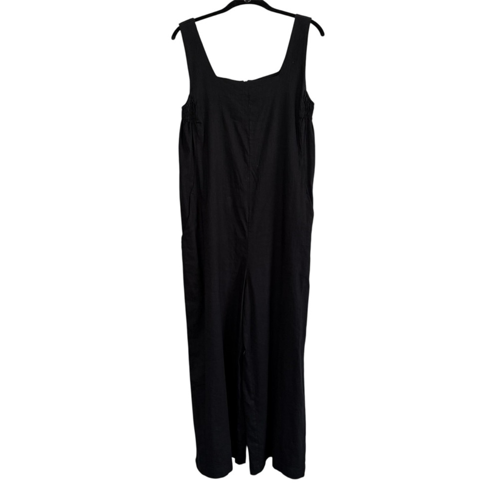 NWOT H by Halston Black Linen Blend Wide Leg Jumpsuit Size 8